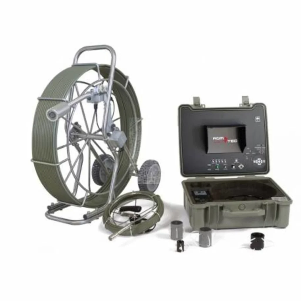 Caméra pousseuse canalisation Tubicam R23 Sondée AGM TEC avec tambour à câble, coffret moniteur et têtes interchangeables