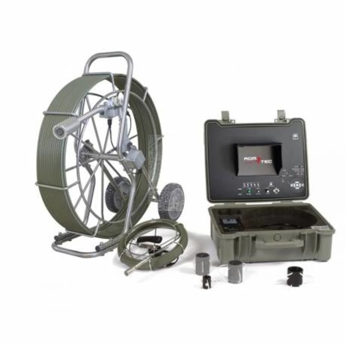 Caméra pousseuse canalisation Tubicam R23 Sondée AGM TEC avec tambour à câble, coffret moniteur et têtes interchangeables